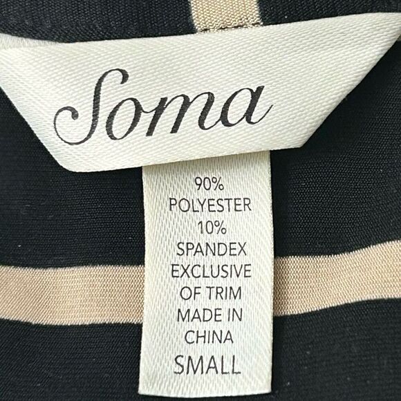 NWOT Soma Tank Dress Women's Small Black & White Striped Pintuck Scoop Neck - Picture 10 of 13